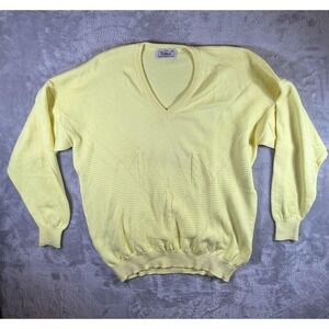 Vintage Titleist Sweater Mens 2XL Yellow V Neck Cotton Golf Knit Scotland 80s
